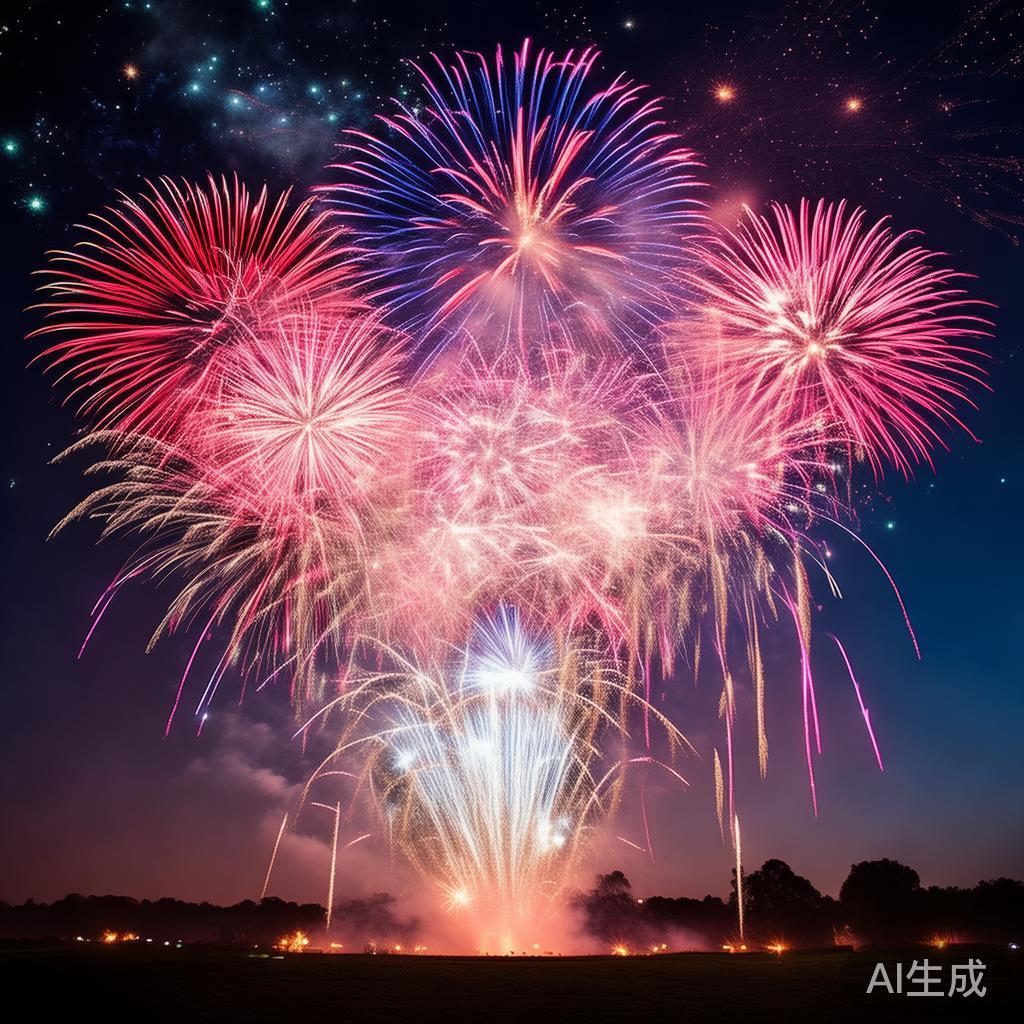 甜蜜糖果派对中绚丽烟花秀的精彩瞬间回忆 在派对的高潮时刻,伴随着激动人心的音乐,烟花开始绽